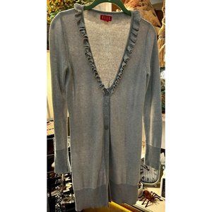Ladies Small Elle Long Gray Cardigan Sweater